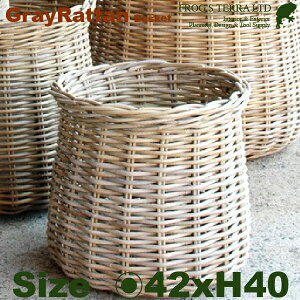 Gray Rattan Basket S B1252ia42cm×H40cmjiꌊȂji^/jiAؔ/Jo[jiv^[/񂹐Aj