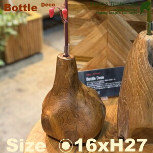 Wooden Bottle Deco W5701 �`�[�N�� �ԑ�i���a16cm×H27cm�j�i�ԑ�/��������/�X�^���h�j�j