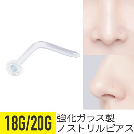 ノストリル リテーナー ガラス 18G 20G ガラス 透明 ノストリル ボディピアス 学校 シークレット クリア 鼻ピ つけっぱなし 目立たない 透明ピアス シークレットピアス ガラスピアス