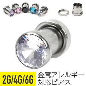 CZトンネル 2G 4G 6G サージカルステンレス ジルコニア ジュエル シルバー イヤーロブ ラージイヤーホール 軟骨ピアス ボディピアス cz トンネル ラージゲージ