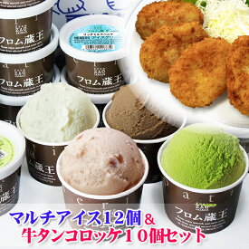 【送料無料】フロム蔵王Hybridマルチアイス12個と牛タンコロッケセット【アイスクリームセット】