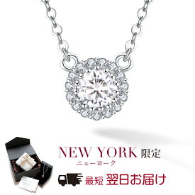 【翌日配送】 ネックレス レディース モアサナイト HALO ヘイロー プラチナ 18金 K18 ゴールド 加工 モアッサナイト ペンダント ブランド 誕生日プレゼント 結婚記念日 女性 彼女 妻 嫁 母 50代 40代 30代 クリスマス 金属アレルギー シンプル 人気