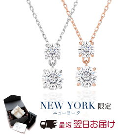 【10%OFF】【翌日配送】ネックレス レディース ダブルストーン 2連 プラチナ K18 18金 ピンクゴールド 加工 2粒 ブランド 人気 誕生日プレゼント 結婚記念日 女性 彼女 妻 嫁 母 50代 40代 30代 クリスマス 金属アレルギー シンプル 大人 上品