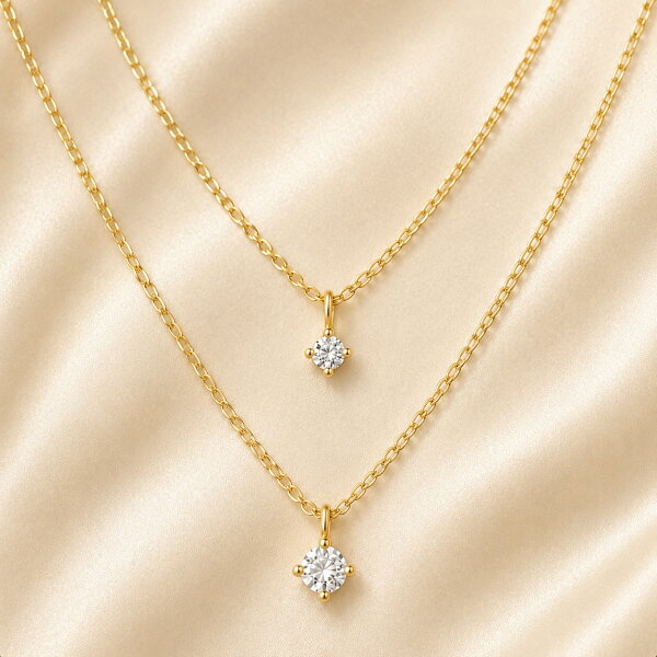 【パリ発ジュエリー】レイヤード ネックレス ２連 重ねづけ風 おしゃれ　金色　ゴールド　プレゼント レディース 妻 プレゼント 誕生日プレゼント　彼女  誕生日 金属アレルギー 20代 30代 40代 50代 記念日 結婚記念日 女性 ギフト　ジュエリー　アクセサリー　ブランド