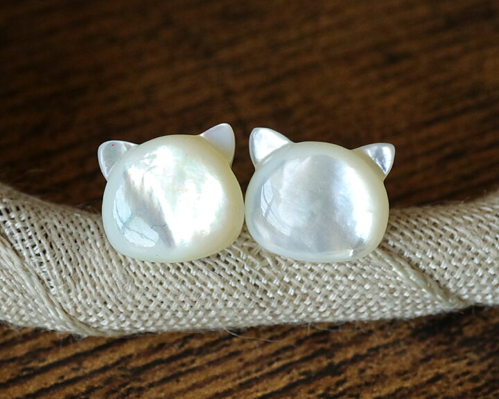 楽天市場】k14goldfilled マザーパール クィーンコンクシェル 猫ピアス  