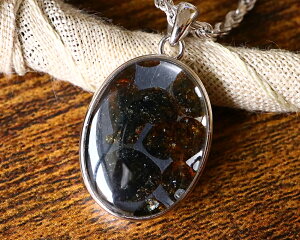 送料無料 一点物 パラサイト 隕石 ペンダント トップ pallasite ケニア セリコパラサイト隕石 全長約29mm