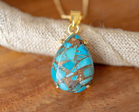 選べる ブルーコッパー ターコイズ ドロップ ペンダント トップ silver925 約14x10mmカッパー ターコイズ 天然石 ペアシェイプ しずく型 ティアドロップ 誕生日プレゼント ギフト インディアン　送料無料