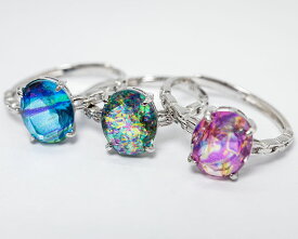 選べる 好きなカラー 天然 クリスタル ダブレットリング オーバルカット 約10x8mm 約3.2ct 指輪 Silver925 ギフト 誕生日 アジャスタブル フリーリング 　送料無料【6月】