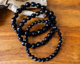 鑑別済 チベット産 モリオン 黒水晶 スターラウンドカット ブレスレット 6mm,8mm,10mm 選べる 浄化 厄除け ポーチ入り