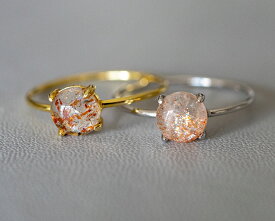 選べるルース 天然石 宝石質 サンストーン リング【カボッション 約6mm】 Silver925【7号 9号 11号 13号 15号 フリー サイズ】 指輪 プレゼントボックス付き