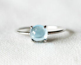 選べる 宝石質 スイスブルートパーズ 指輪 【ラウンドカボション 約6mm】 カボション 選べる金銀 SV リング シルバー レディース　 ギフト 誕生日プレゼント 送料無料　SwissBlueTopaz　ブラジル産