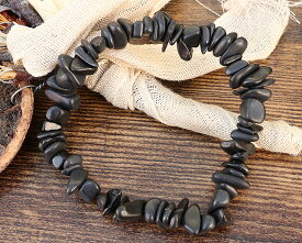 天然石　シュンガイト ナゲット ブレスレット サザレ石 ポッキリ（天然フラーレン炭素）ロシア カレリア共和国産 プレゼント