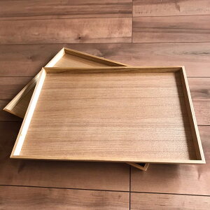 新品 木製トレー 2枚セット|お盆 お食事トレイ ナチュラル 木製 おしゃれ 食卓用 来客用 丈夫 スタッキング可 キッチン収納 プレートトレー