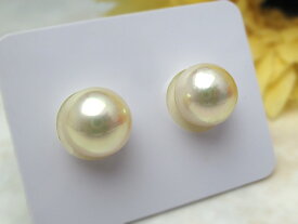 真珠ペアルース 送料無料あこやナチュラル9.5ミリペアルース真珠　パール　プレゼント　真珠婚　アコヤイヤリング ピアス 直付け用 イエロー
