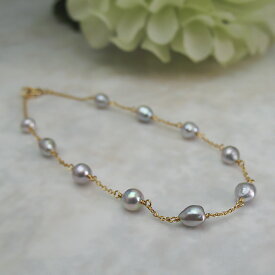 真珠ブレス 送料無料K18あこやケシブレスKR70703ジュエリーブレスレット 真珠婚　30年おすすめ品 可愛い プレゼント 人気 誕生日