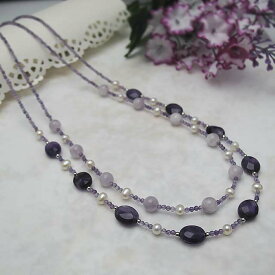 アメジストネックレス 送料無料『 可愛いネックちゃんシリーズ淡水真珠&アメジストネックレス』N818-3現品限り　アメジスト　30年 おすすめ品 淡水真珠 マグネット プレゼント 人気 誕生日