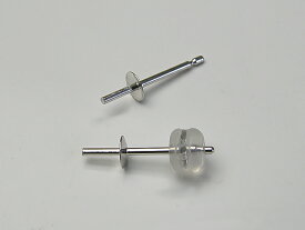 ピアス金具 真珠用K14WG、K18YG ピアス金具　P-001直付け金具 両耳用 ペア売り セット キャッチ付き加工致します