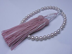 真珠念誦 送料無料西陣織の袱紗サービス故人を偲ぶ真珠の念珠　あこや真珠7×7.5ミリ仏具 作法 法事 お墓参り 数珠 袱紗 神具