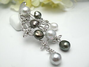 真珠ブローチ 送料無料 揺れるブローチ「スピーチ・バルーン」 パールブローチ パール 真珠 ブローチ ジュエリー 入学式 真珠婚 30年 黒蝶真珠 おすすめ品 黒蝶ケシ あこや真珠 バロック 淡