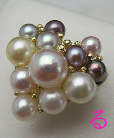 パールリング 送料無料ツクペンリング（る子ちゃん～わ子ちゃん）ツクペン ツクリン真珠 フリーサイズ 真珠婚 30年 かわいい 花珠 パール パワーストーン フォーマル