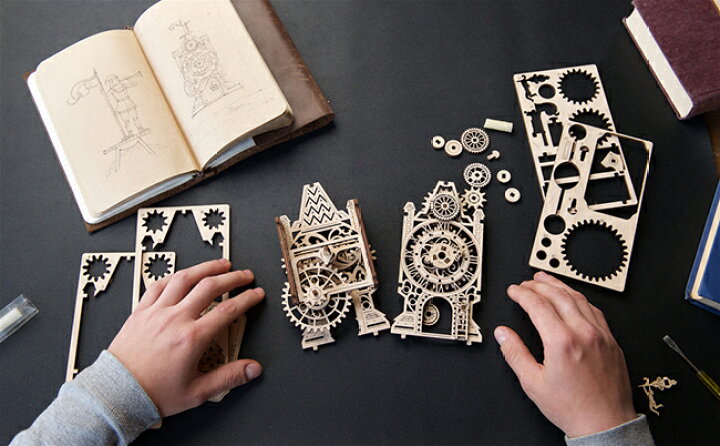 Ugears ユーギアーズ メカニカル オールドクロックタワー 70169 Old Clock Tower mechanical model kit 木製 ブロック DIY パズル 組立 想像力 創造力 おもちゃ 知育 ウッドパズル 3D 工作キット 木製 模型 キット 世界中の個性が集まるお店FROMSEED