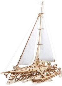 Ugears ユーギアーズ トリマランヨット 70059 Trimaran Merihobus ヨット 木のおもちゃ 3D立体 パズル 知育 ウッドパズル 工作キット 木製 模型 キット 船 プラモデル