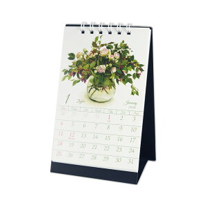 2026カレンダーML卓上縦1ヶ月 不二子|cal-223 2026年 カレンダー 卓上 コンパクト ミニ 花柄 植物 ばら バラ ローズ 薔薇 おしゃれ 華やか 誕生日プレゼント 誕プレ 新生活 ギフト プチギフト デ