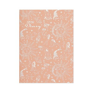 2026ダイアリーA6 プレミアムダイアリー紅鮭|dy-159 2026年 ダイアリー 手帳 A6サイズ クリアカバー付き 星 星座 動物 25年12月始まり 日曜始まり マンスリー 開運日 吉日 一粒万倍日 縁起 おし