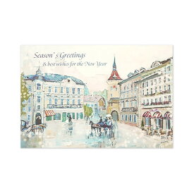 クリスマスポストカード　教会と古い街並み｜pcr-053