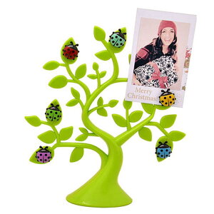 メモスタンド おしゃれ シンプル ガーリー クリップ 写真 ツリー プラスチック オフィス デスク メッセージ ギフト 装飾品 てんとうむし 黄 白