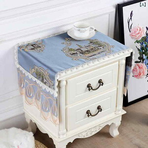 サイド テーブルクロス おしゃれ キャビネット ヨーロピアン 耐油 ほこりよけ 電子レンジ カバー ベッド 多目的 寝室 リビング インテリア ブルー グリーン ブラウン 花柄 タッセル