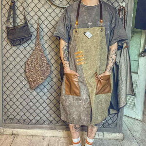 ガーデニングエプロン おしゃれ ファッション デニム メンズ レディース 男女兼用 オーバーオール 理容室 バリスタ グレー ブルー グリーン フリーサイズ キャンバス