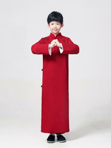 チャイナ服 メンズ 子供 男の子 女の子 夏 チャンパオ 長袍 中国 宮廷 衣装 コスプレ パフォーマンス 通気性 柔らかい スリット 刺繍 扇子 大きいサイズ 赤 紺