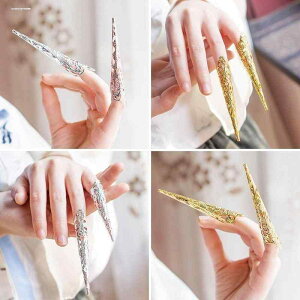 ネイルリング レディース 爪 指 デコレーション アート 個性的 舞台 小道具 アクセサリー パーティー ダンス コスプレ プレゼント おしゃれ ゴージャス 長め シルバー ゴールド