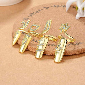 ネイルリング レディース 爪 指 デコレーション アート 個性的 舞台 小道具 アクセサリー パーティー ウェディング プレゼント キラキラ ゴージャス おしゃれ ゴールド