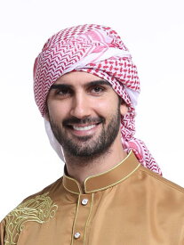 ターバン アラブ ヒジャブ 中東 メンズ エスニック サウジアラビア ドバイ スカーフ 頭巾 装飾 伝統的 民族 衣装 石油王 赤 黒 白 チェック
