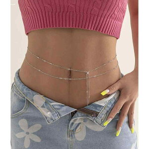 ウエストチェーン アクセサリー レディース クサリ 腰 ボディ へそ 2連 ボール 合金 メッキ 調整可能 細め おしゃれ シンプル セクシー ベリーダンス ダンサー 個性 パンク 水着 ビキニ 夏 プ