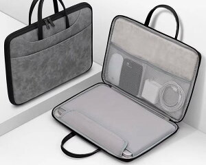 ノートパソコン バック メンズ ビジネス シンプル フェイクレザー 使いやすい 持ち手 ファスナー 保護カバー フルオープン設計 独立収納 黒 茶 グレー