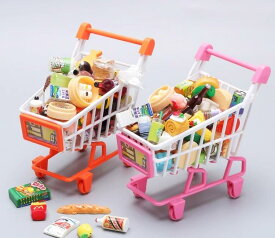 ミニチュア雑貨 キッズ 男の子 女の子 おままごと ショッピングカート 小さいサイズ 模型 プラスチック コレクション ピンク オレンジ