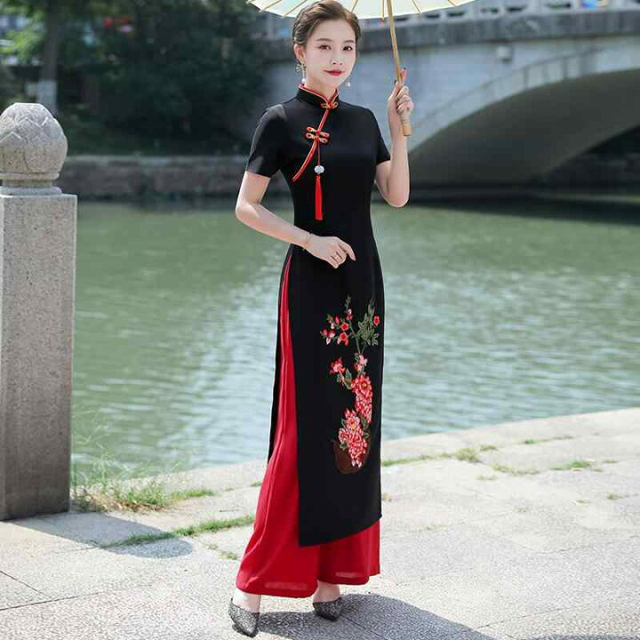 楽天市場】アオザイ 衣装 ロング チャイナドレス 中国風 春秋 冬 