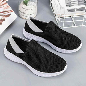 スニーカー メンズ ブラック メッシュ 夏 通気 かかと踏める 軽量 柔らかい ソフト ソール カジュアル ウォーキング シンプル スリッポン