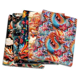生地 龍 布 かっこいい ドラゴン 衣装 中国 チャイナ 民族 ステージ パフォーマンス プリント ハート ポリエステル 綿 キャンバス 手作り DIY 裁縫 手芸 クロス 服 防水 赤 黒 白
