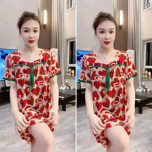 ネグリジェ ワンピース レディース 婦人服 薄手 半袖 スクエアネック 春夏 涼しい 大きいサイズ 韓国 ホームウェア パジャマ おしゃれ 速乾性 ハート チェック柄 いちご 黒 ピンク 赤