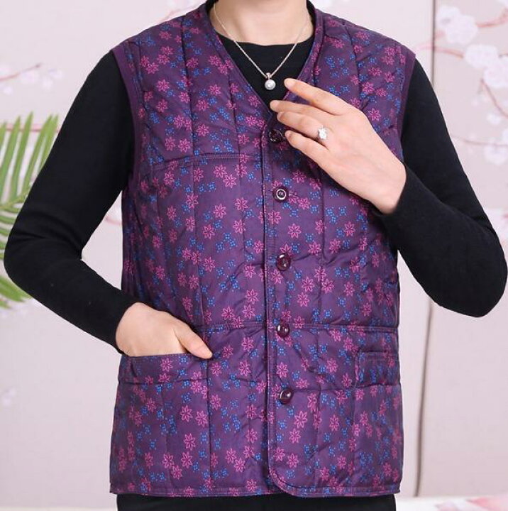 RAMEMO] レディースベスト ノースリーブジャケット チョッキ 花柄 中年向け 高齢者 シニア女性 お年寄り 保温保暖 Vネッ RAMEMO] vネックベスト  チョッキ 高齢者 カーディガン レディース 前開きボタン ストレッチ 重ね着 袖なし 柔らか 保温 RAMEMO] シニア女性向け 中綿 ... [RAMEMO] レディースベスト 無袖ジャケット チョッキ 中年向け 高齢者 花柄 Vネック 中華風 シニア女性 お年寄り あった