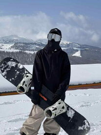 スキーウェア メンズ レディース スノーボードウェア 冬 アウター スウェット フード 暖かい スポーツ アウトドア 防水 オーバー サイズ ルーズ 通気性 カップル お揃い 黒 シンプル