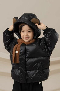 ダウンジャケット キッズ アウター ベビー コート ショート丈 兄弟 お揃い 女の子 男の子 暖かい 冬 厚手 ジップアップ 子ども服 かわいい フード付き くま耳 防水 耐油性 汚れが落ちやすい