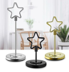 メモ スタンド クリップ ホルダー 卓上 文房具 雑貨 カード 名刺 インテリア おしゃれ メタル ワイヤー デスクトップ 飾り ラベル メッセージ シンプル 滑り止め 星 金 銀 黒