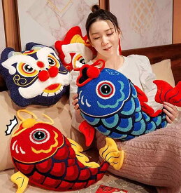 抱き枕 かわいい ぬいぐるみ マスコット 人形 クッション カバー洗濯可 正月 インテリア 縁起物 チャイナ風 ひょうたん 錦鯉 獅子 子供 大人 プレゼント