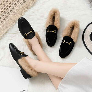 ローファー レディース 秋冬 レザー 靴 サンダル ローヒール ふわふわ フェイクファー 刺繍 バックル 個性的 カジュアル 黒 茶 ピンク 虎 蜂 猫