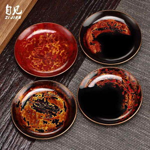 銅 茶托 セット コースター おしゃれ 茶道 ティーアート 湯?み 断熱 滑りにくい ソーサー マット カンフー レトロ 1枚 6枚 赤 黒